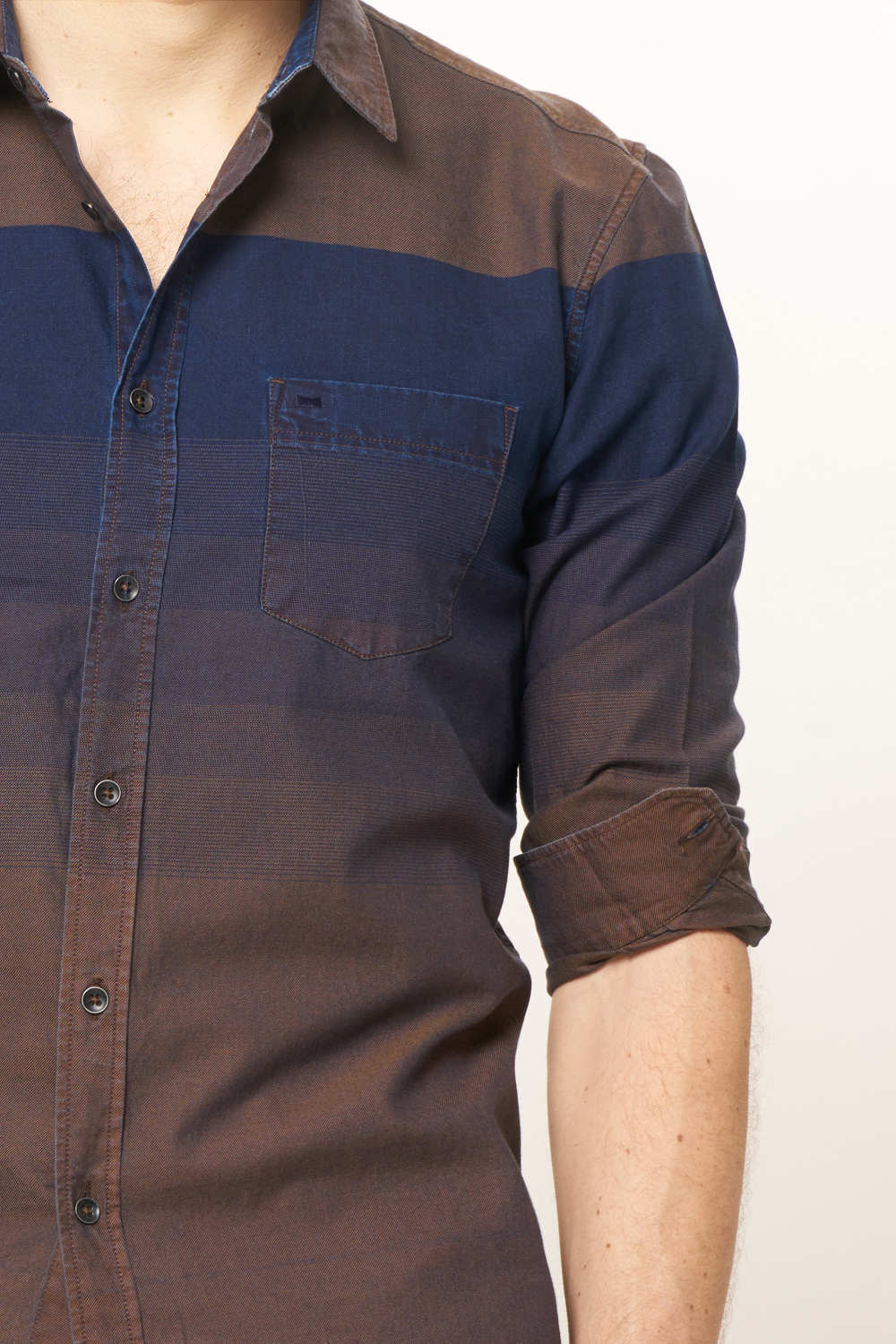 BASICS SLIM FIT WEFT STRIPE SHIRT