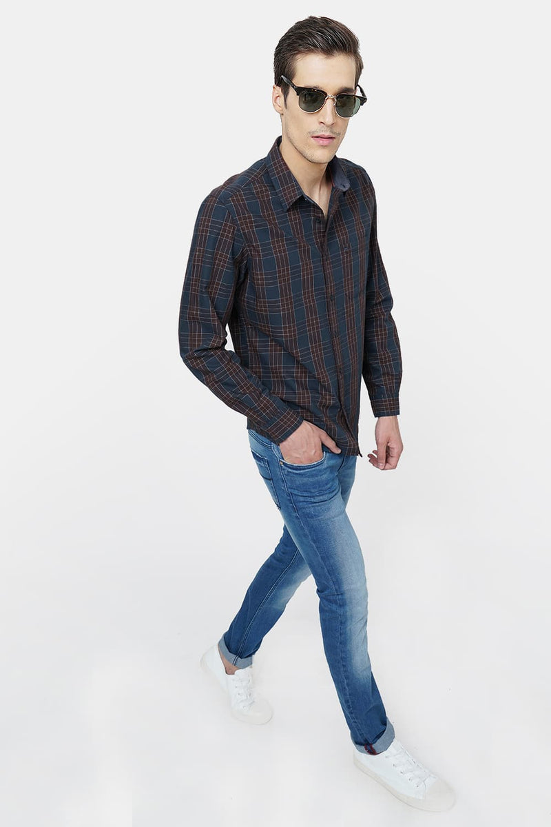 BASICS SLIM FIT CHECKS SHIRT