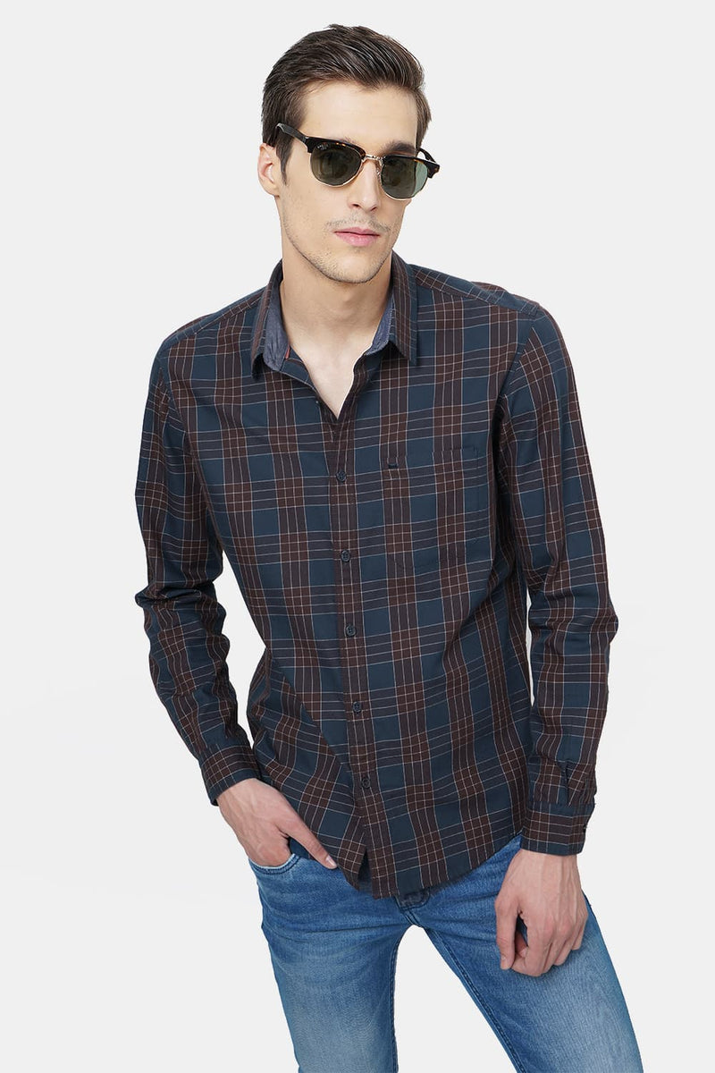 BASICS SLIM FIT CHECKS SHIRT