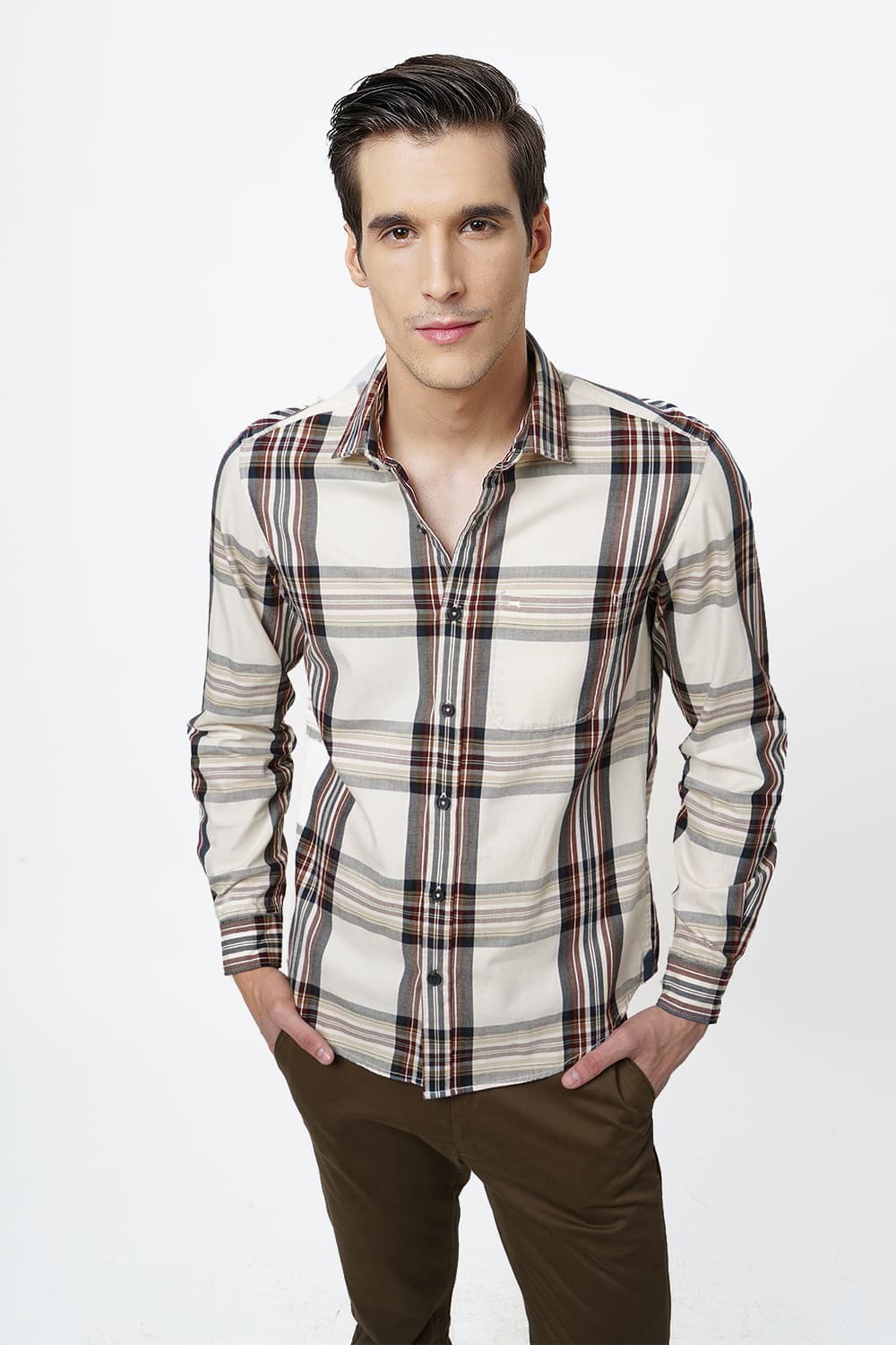 BASICS SLIM FIT CHECKS SHIRT