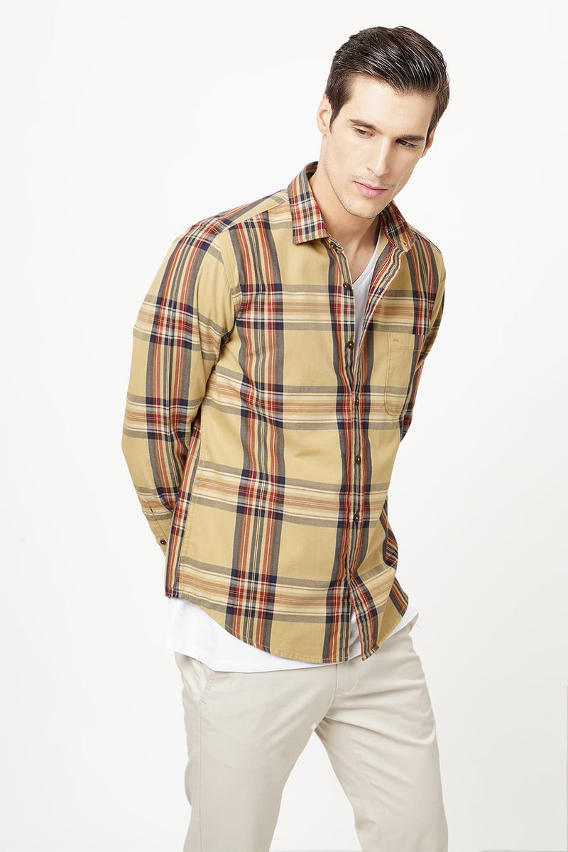 BASICS SLIM FIT CHECKS SHIRT