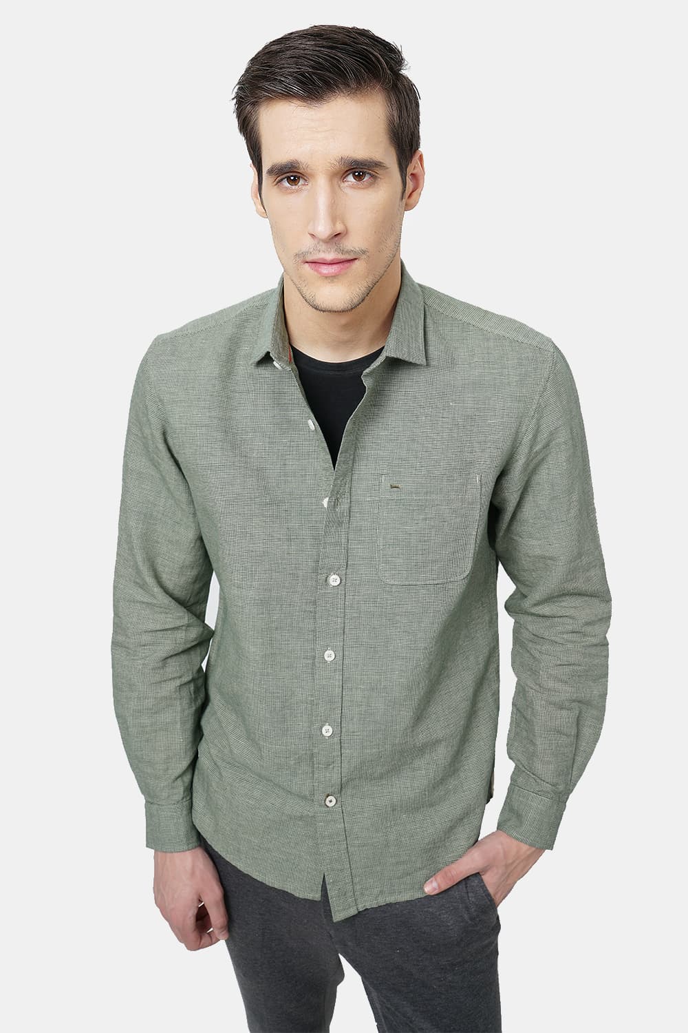 BASICS SLIM FIT CHECKS SHIRT