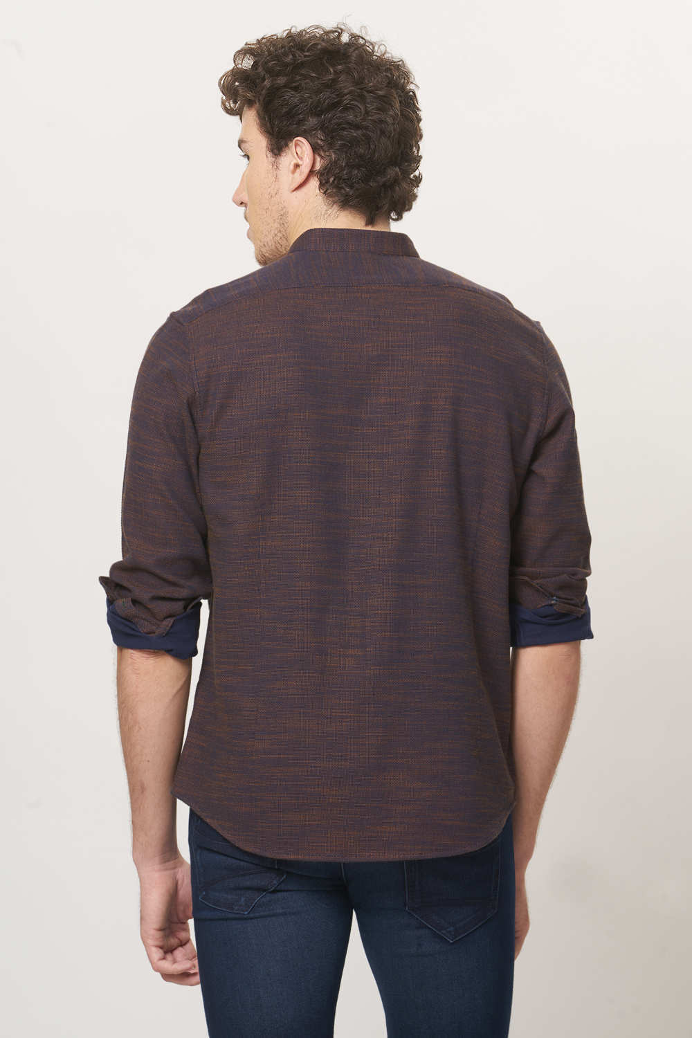 BASICS SLIM FIT DOBBY SHIRT