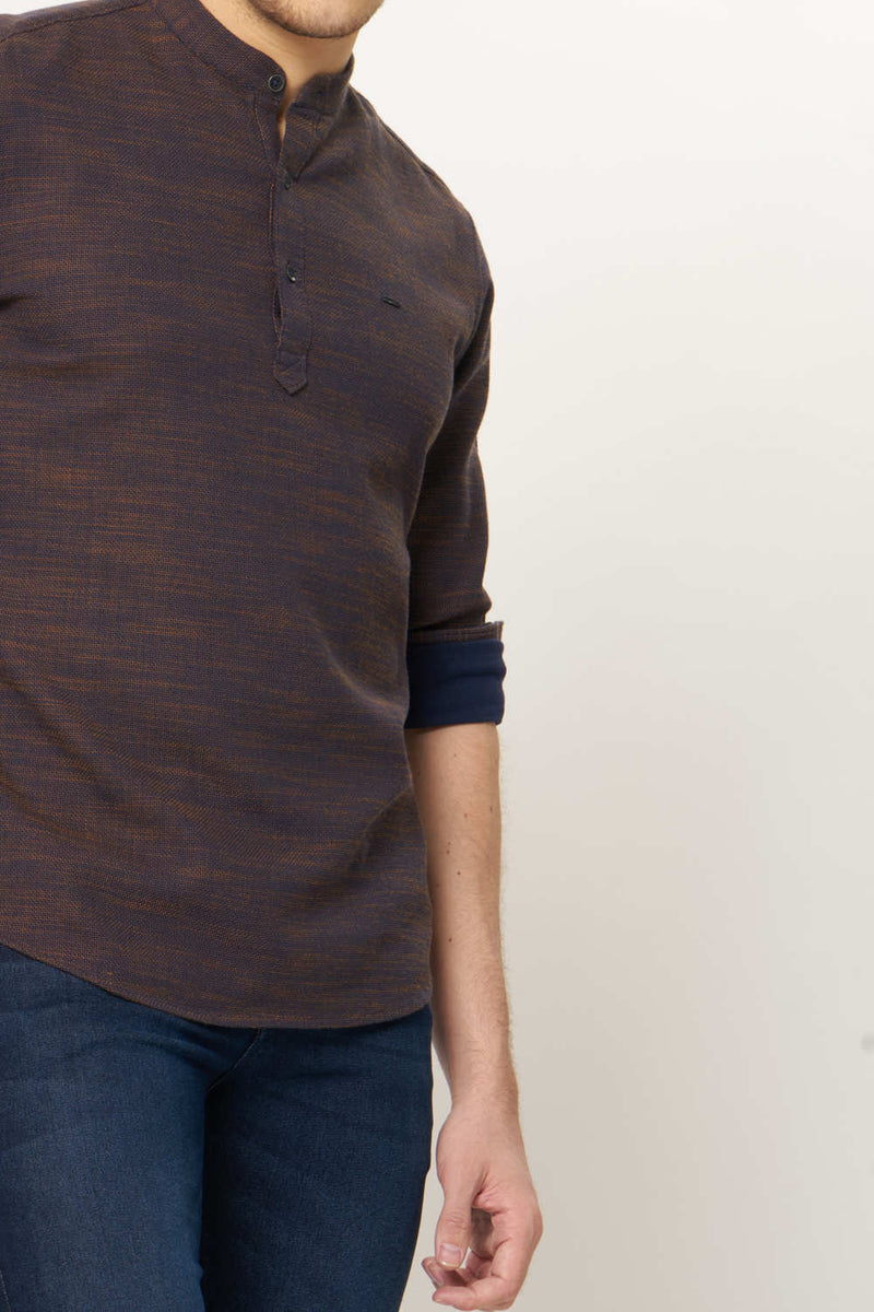 BASICS SLIM FIT DOBBY SHIRT