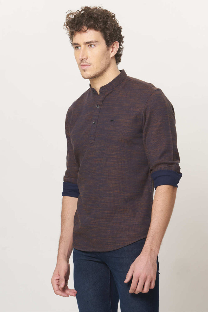 BASICS SLIM FIT DOBBY SHIRT