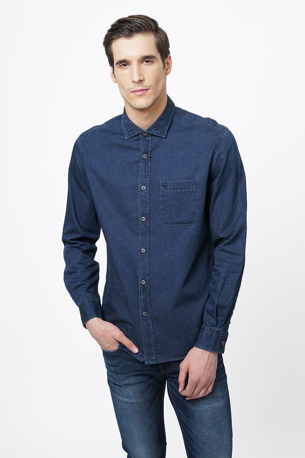 BASICS SLIM FIT NEPS SHIRT