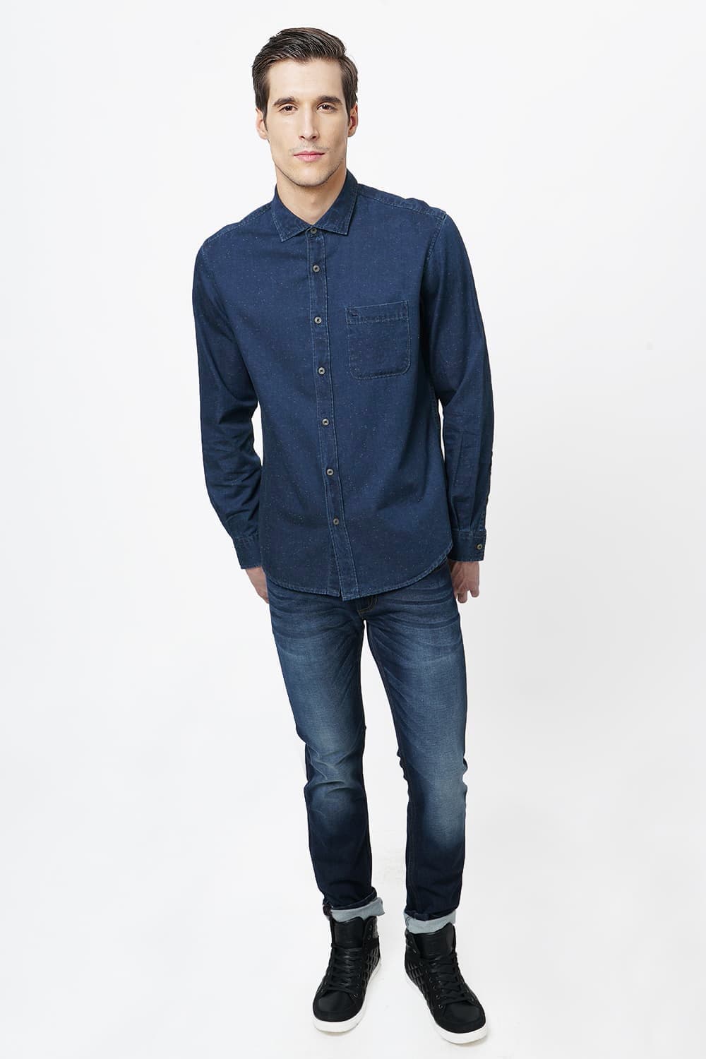 BASICS SLIM FIT NEPS SHIRT