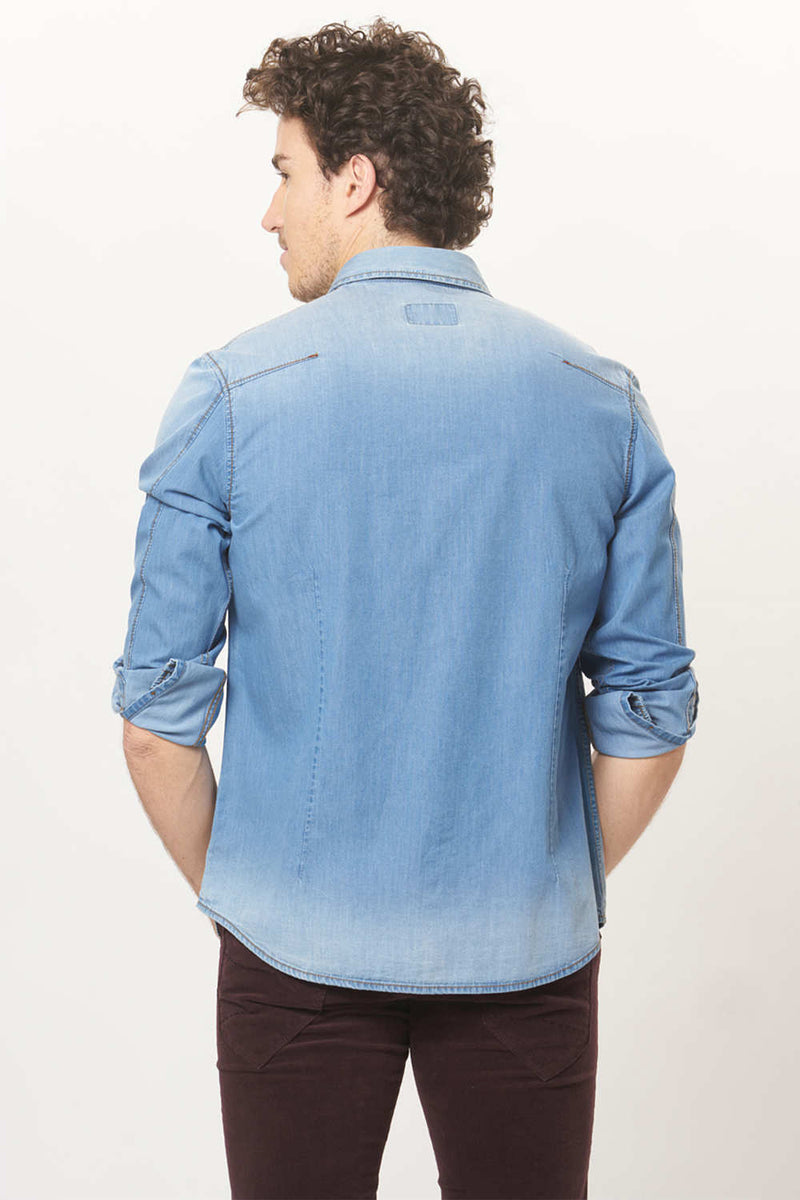 BASICS SLIM FIT INDIGO SHIRT