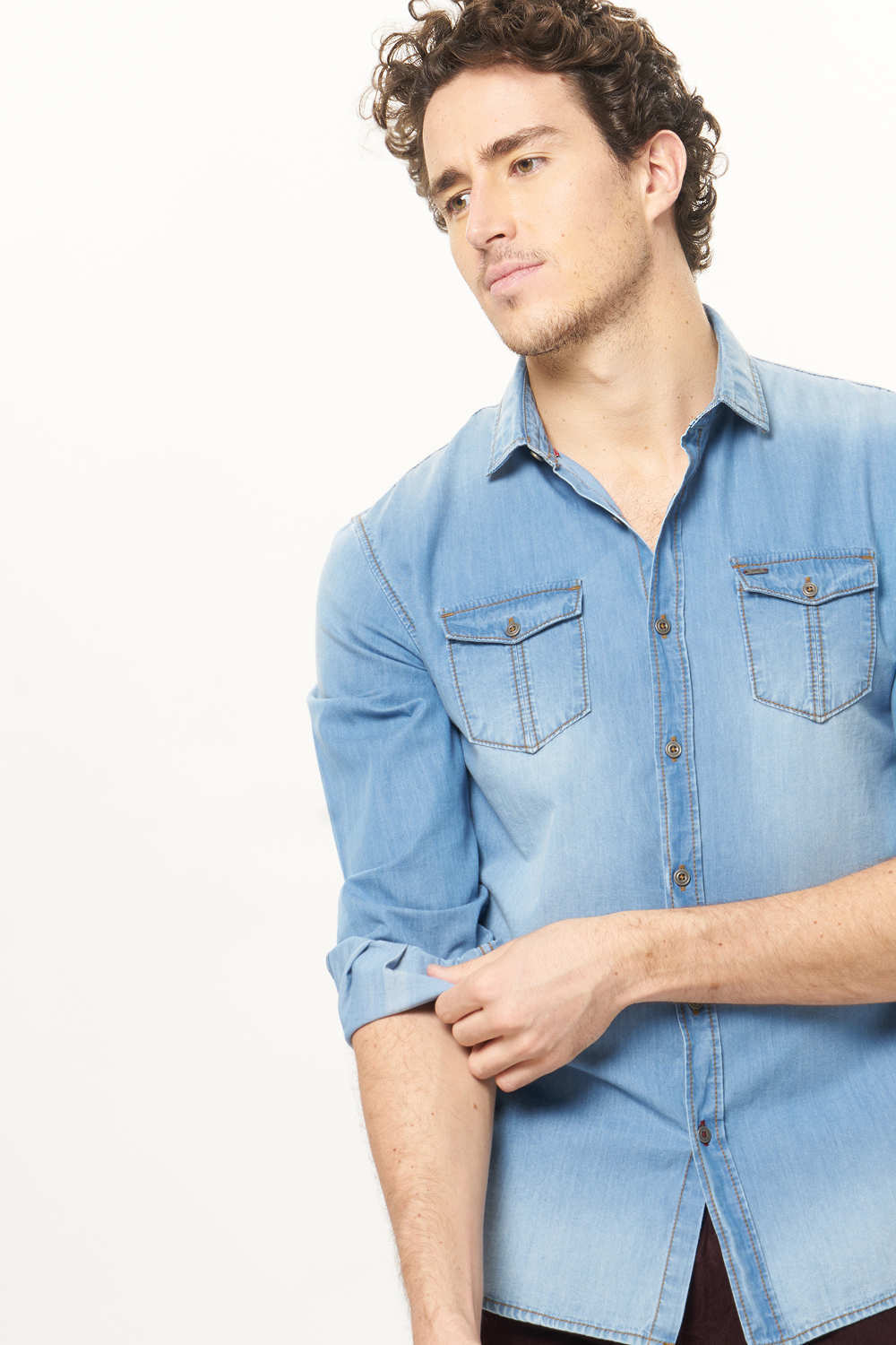 BASICS SLIM FIT INDIGO SHIRT