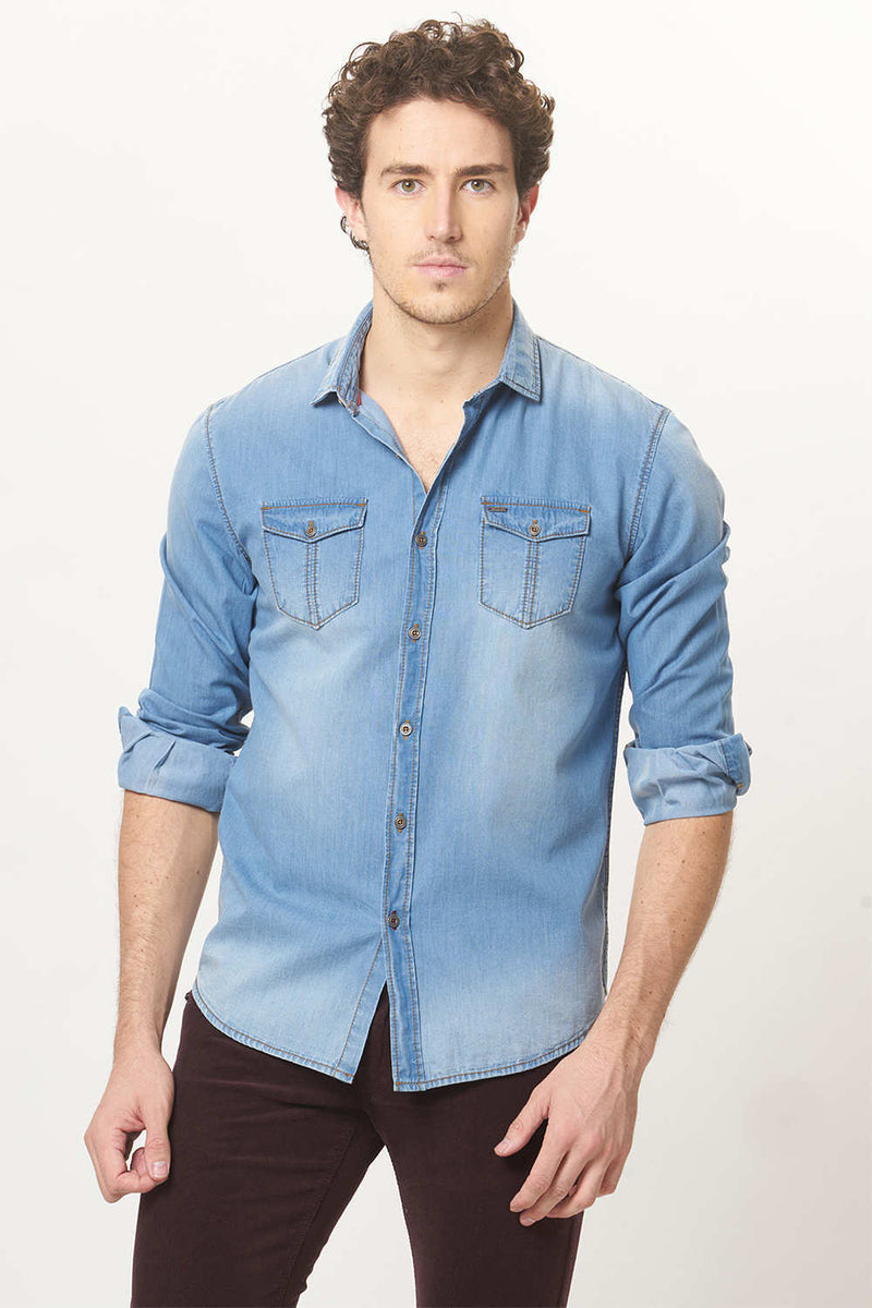 BASICS SLIM FIT INDIGO SHIRT