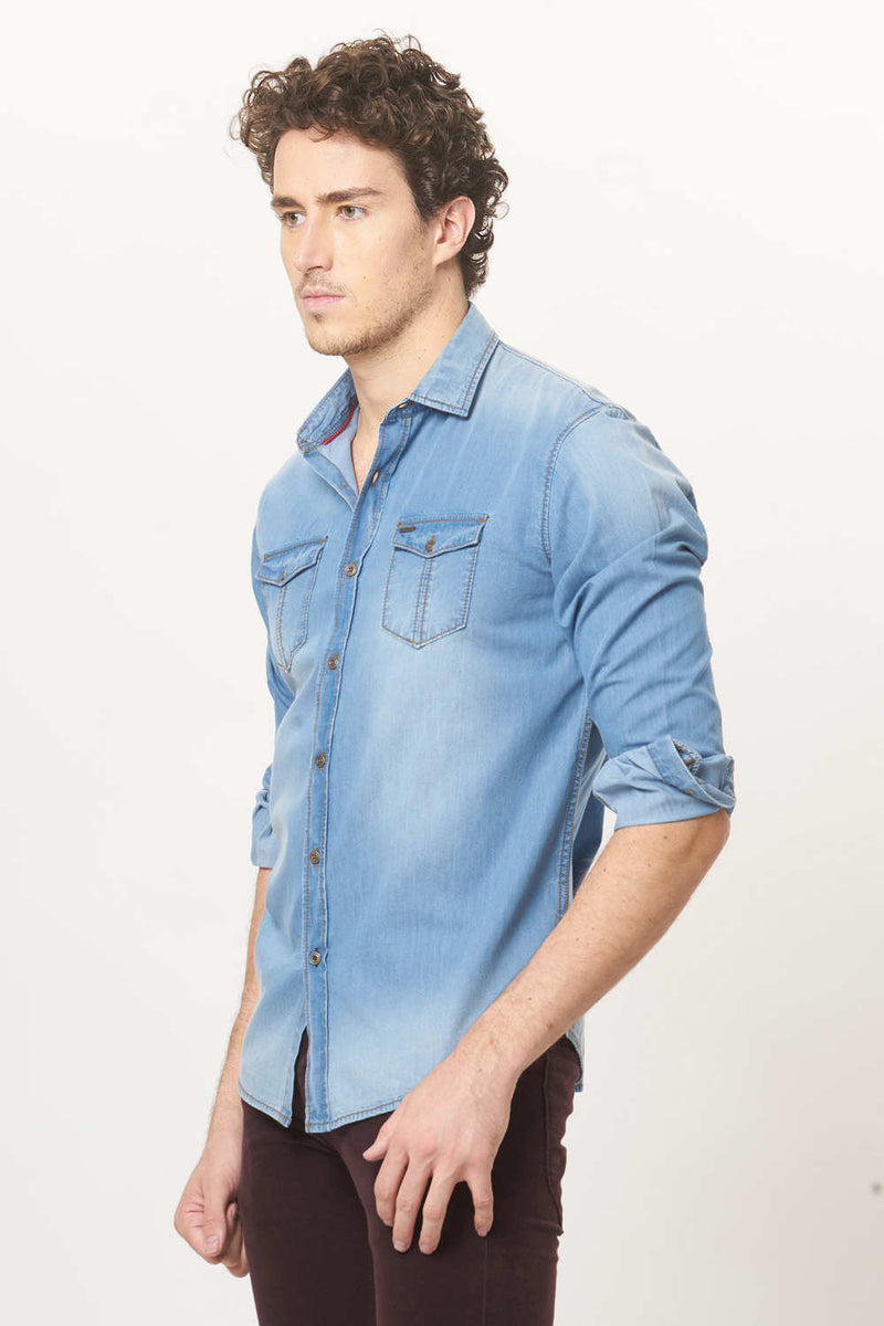 BASICS SLIM FIT INDIGO SHIRT