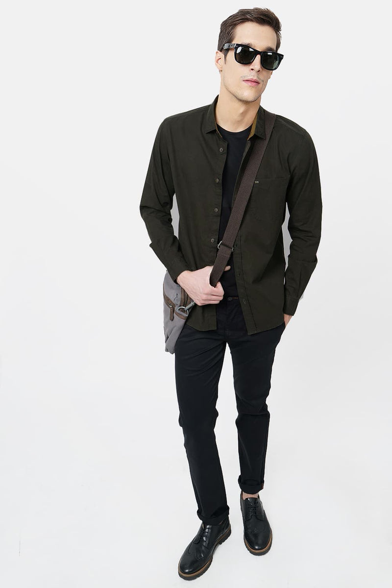 BASICS SLIM FIT TWILL SHIRT