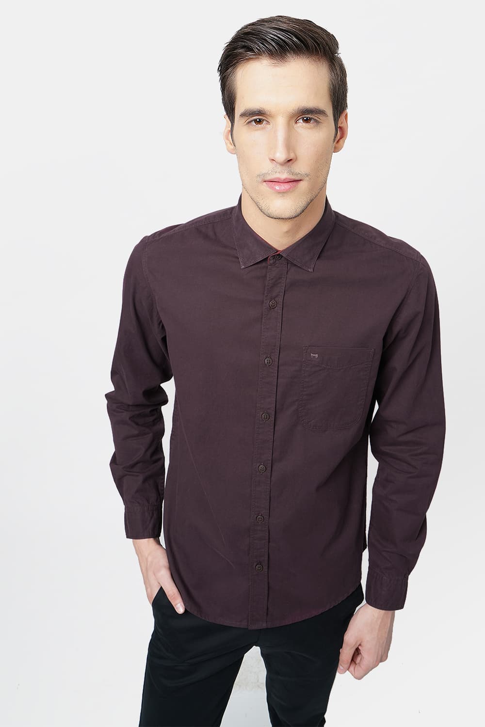 BASICS SLIM FIT TWILL SHIRT