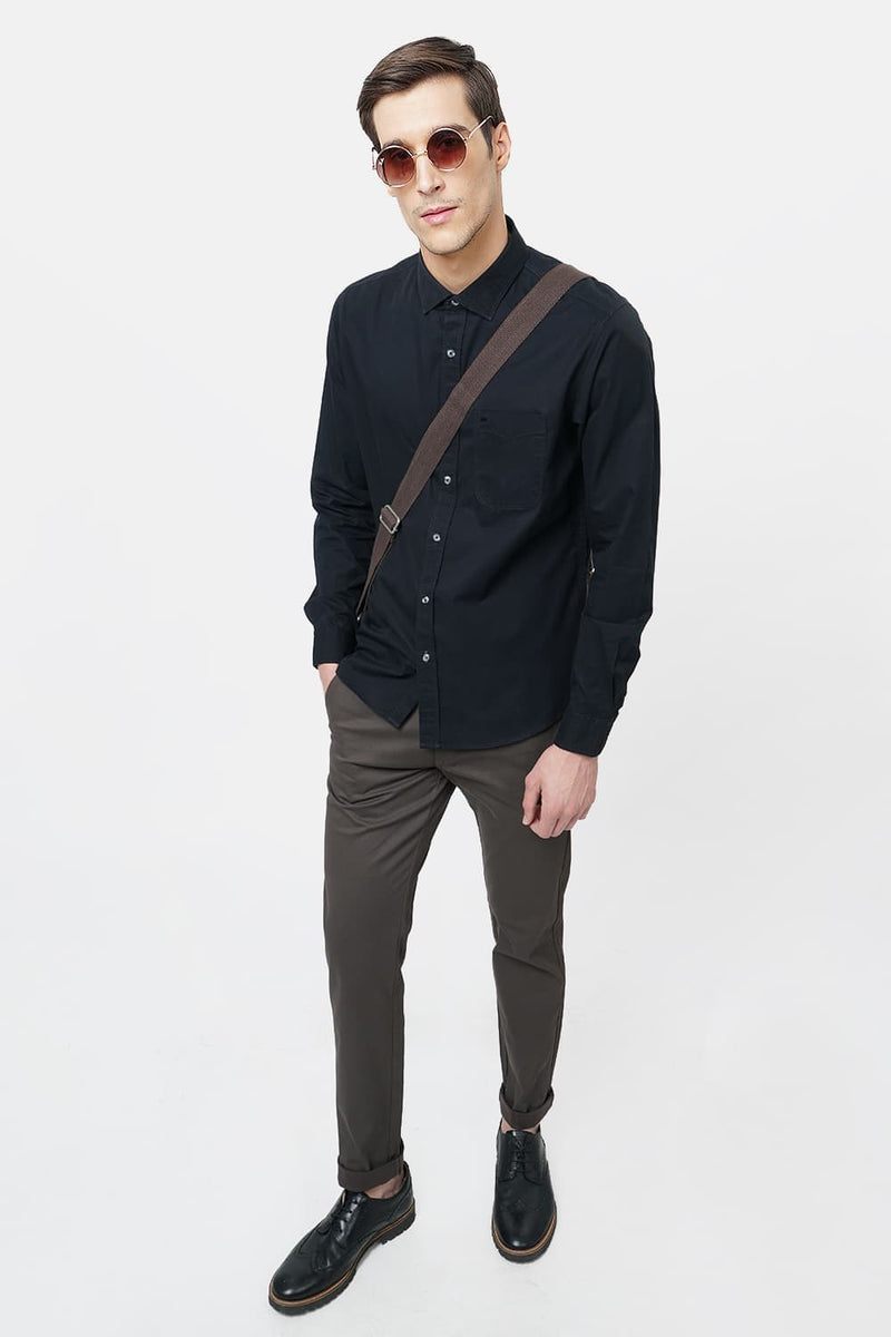 BASICS SLIM FIT TWILL SHIRT