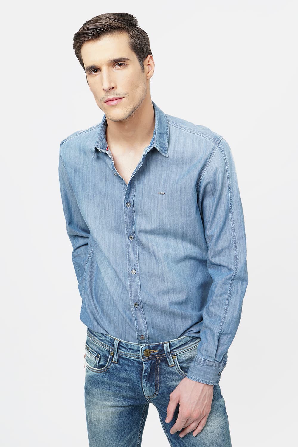 BASICS SLIM FIT INDIGO SHIRT