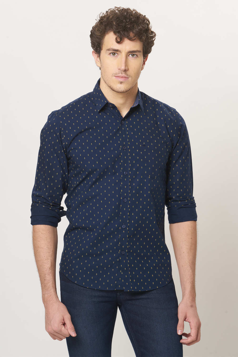 BASICS SLIM FIT PRINTED SHIRT