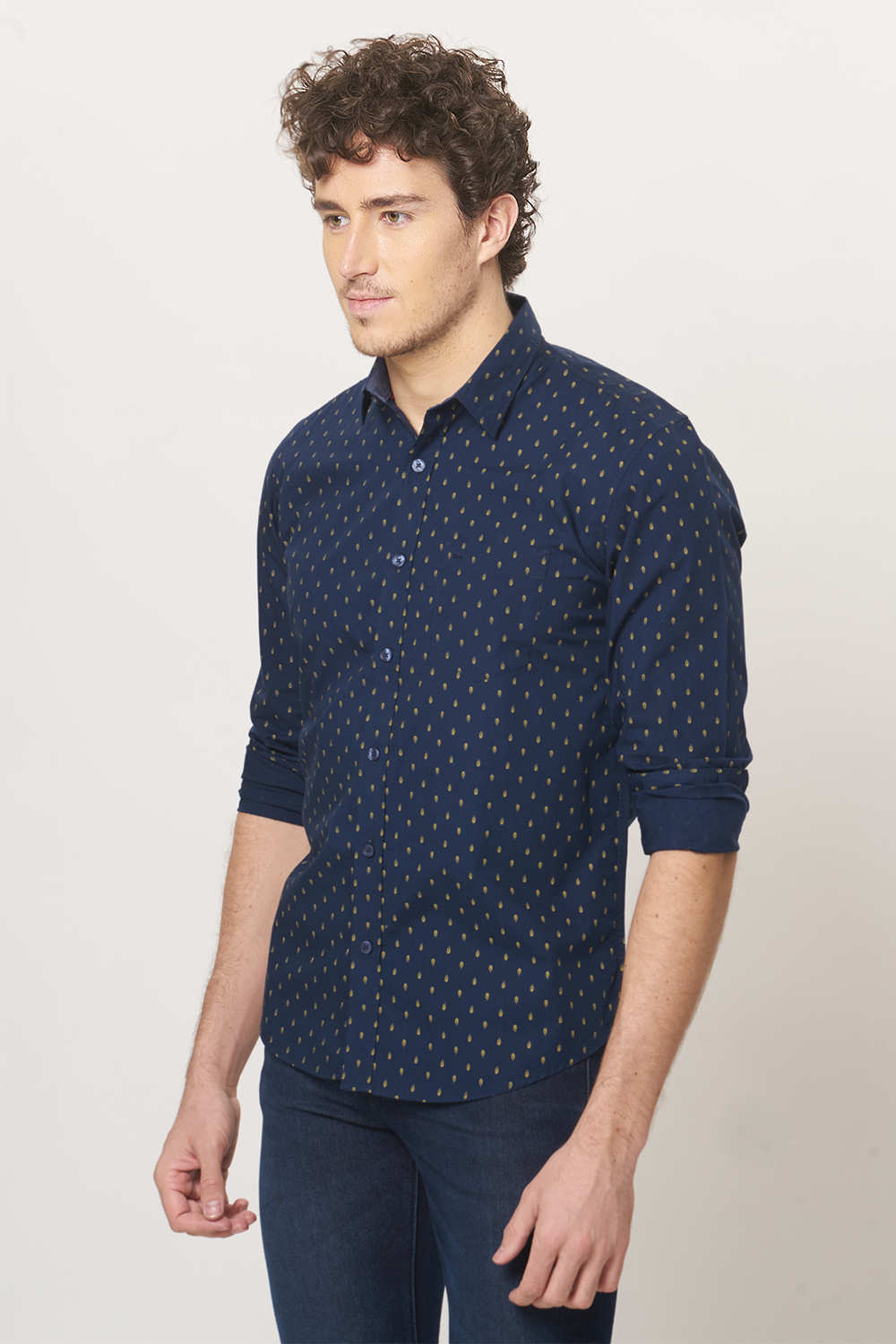 BASICS SLIM FIT PRINTED SHIRT