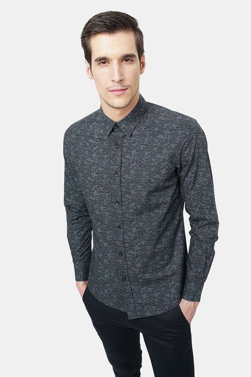 BASICS SLIM FIT PRINTED SHIRT