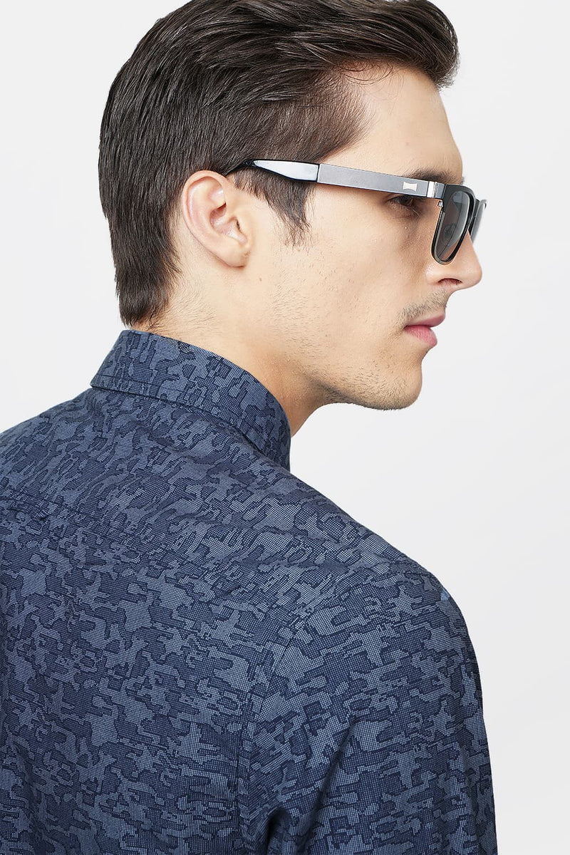 BASICS SLIM FIT PRINTED SHIRT