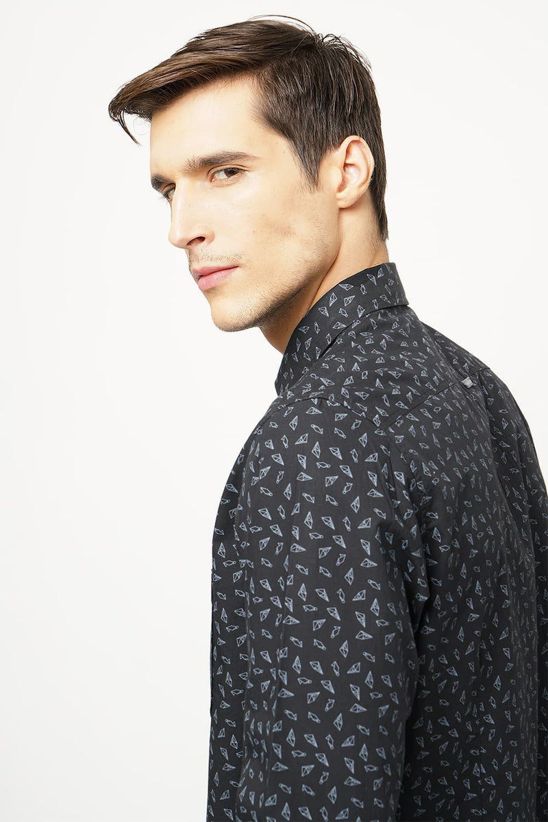 BASICS SLIM FIT PRINTED SHIRT