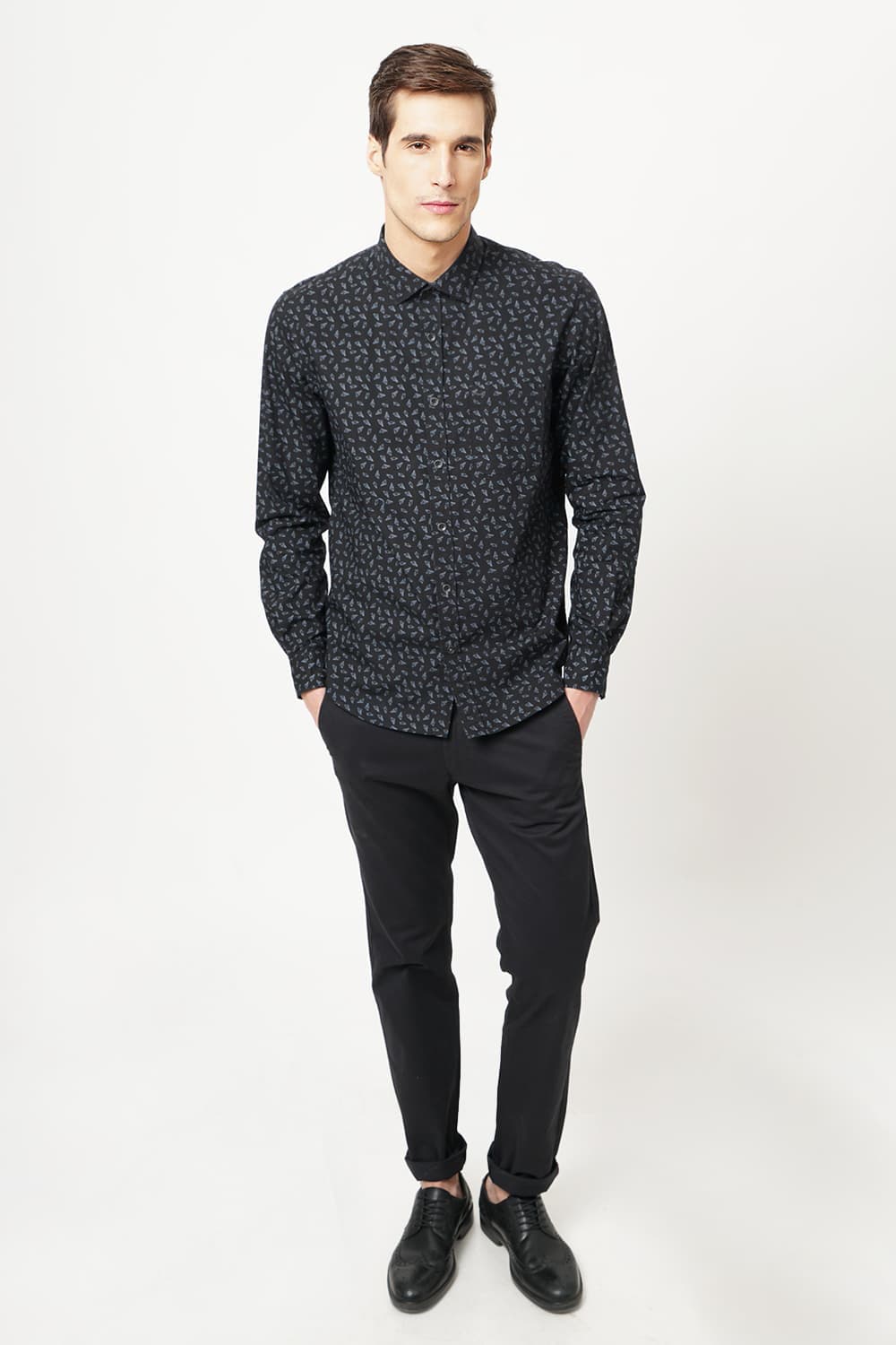 BASICS SLIM FIT PRINTED SHIRT