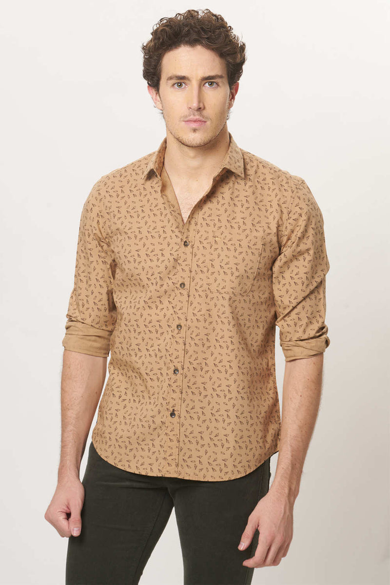 BASICS SLIM FIT PRINTED SHIRT