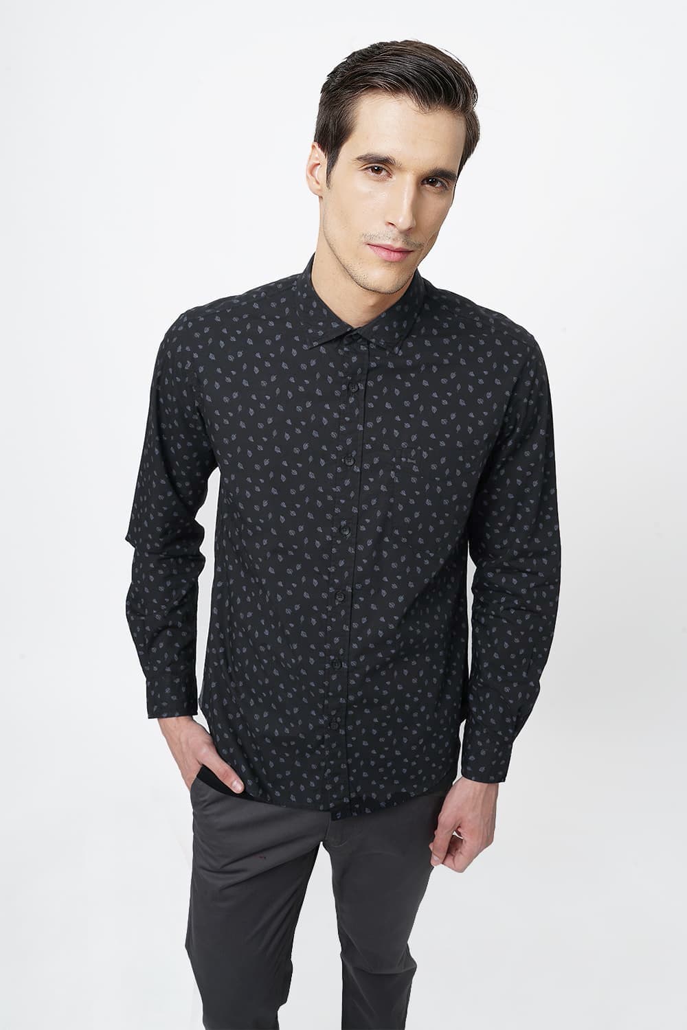 BASICS SLIM FIT PRINTED SHIRT