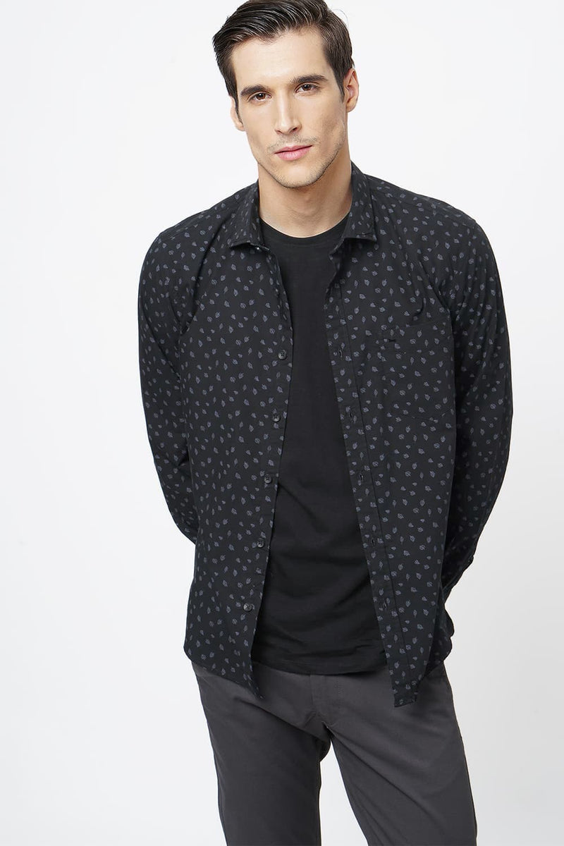 BASICS SLIM FIT PRINTED SHIRT