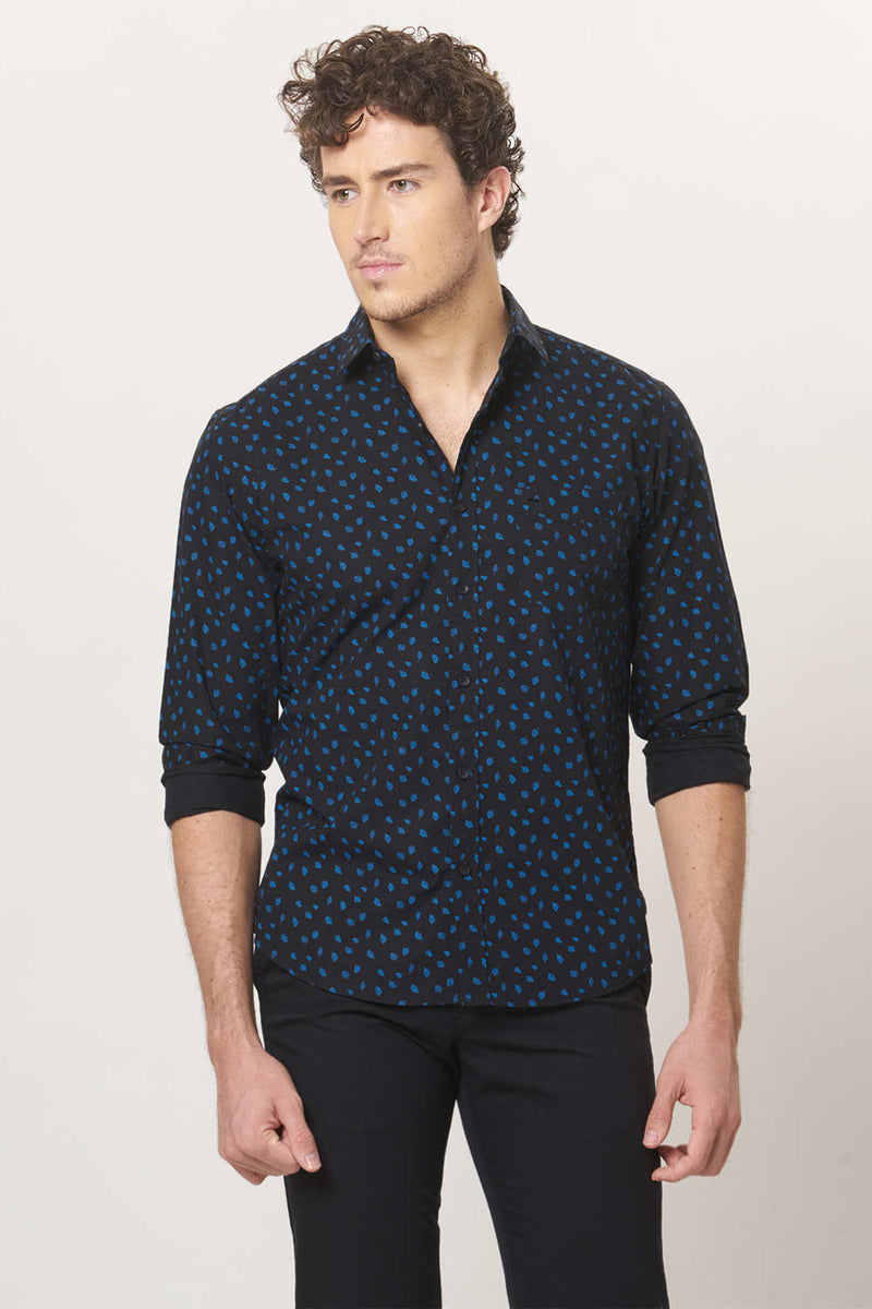 BASICS SLIM FIT PRINTED SHIRT