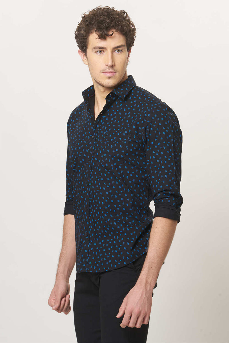 BASICS SLIM FIT PRINTED SHIRT