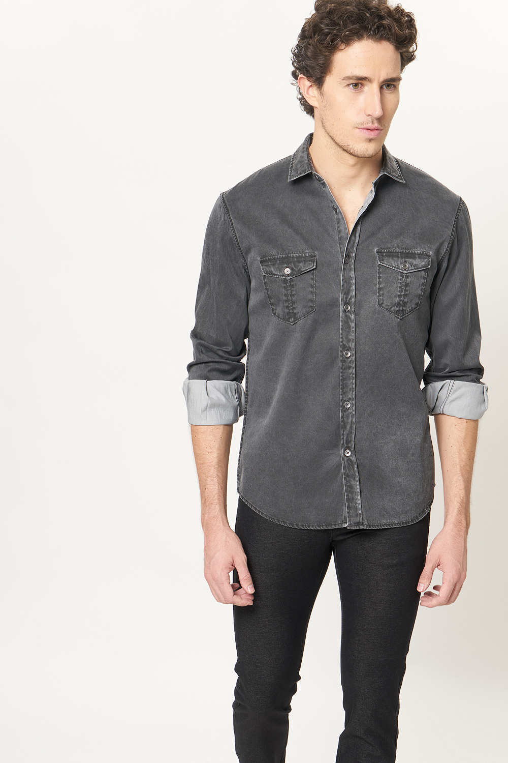 BASICS SLIM FIT INDIGO SHIRT