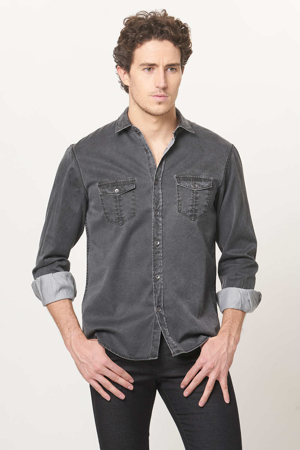 BASICS SLIM FIT INDIGO SHIRT