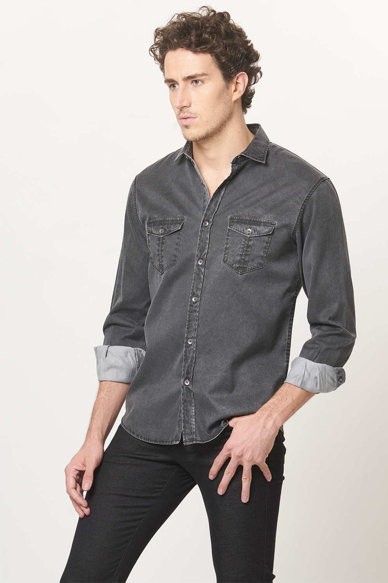 BASICS SLIM FIT INDIGO SHIRT