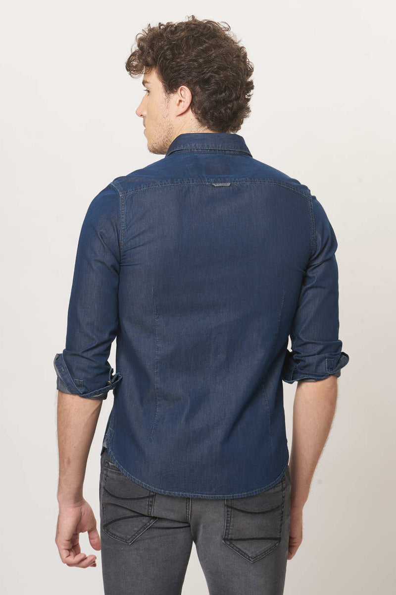 BASICS SLIM FIT DENIM SHIRT