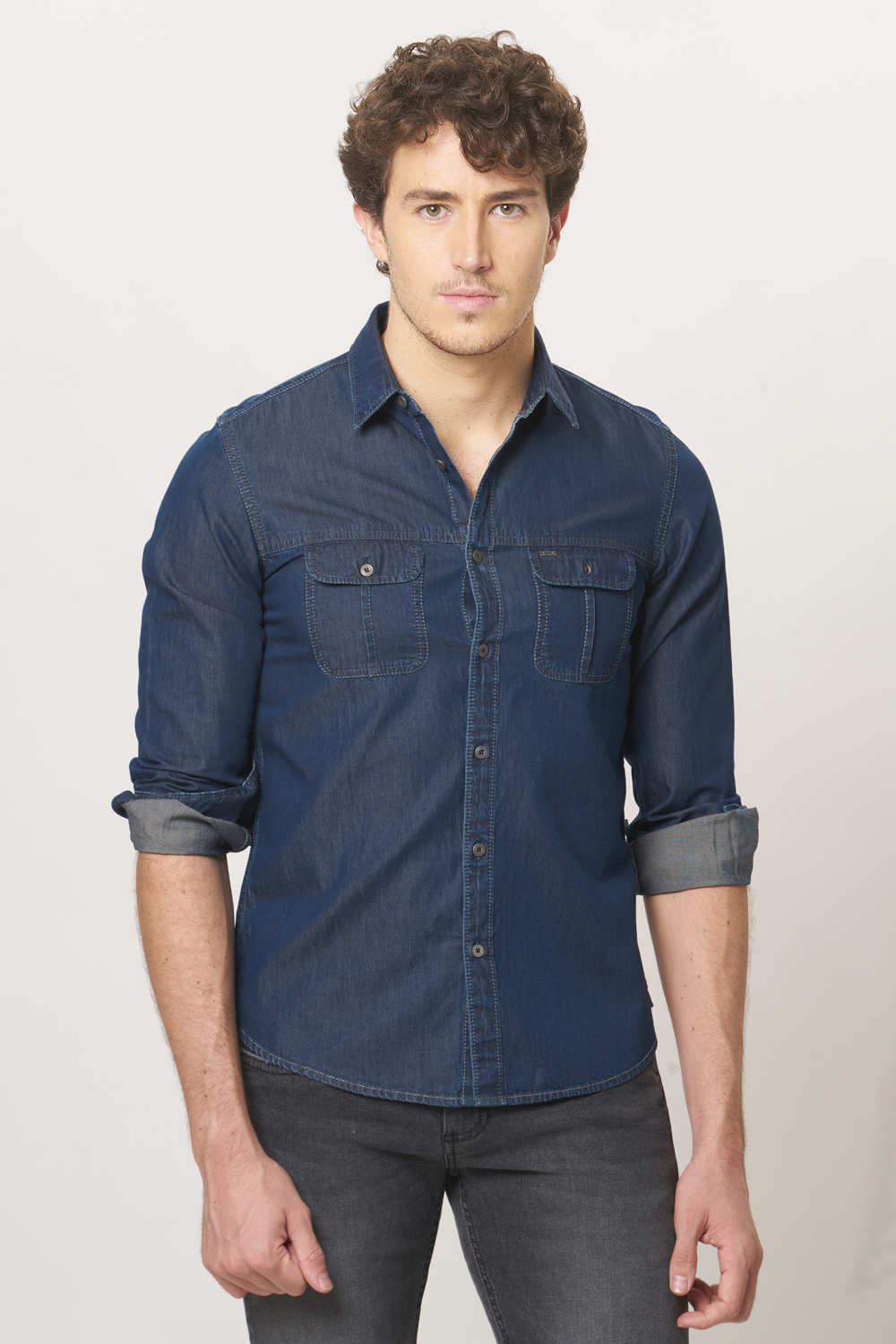 BASICS SLIM FIT DENIM SHIRT