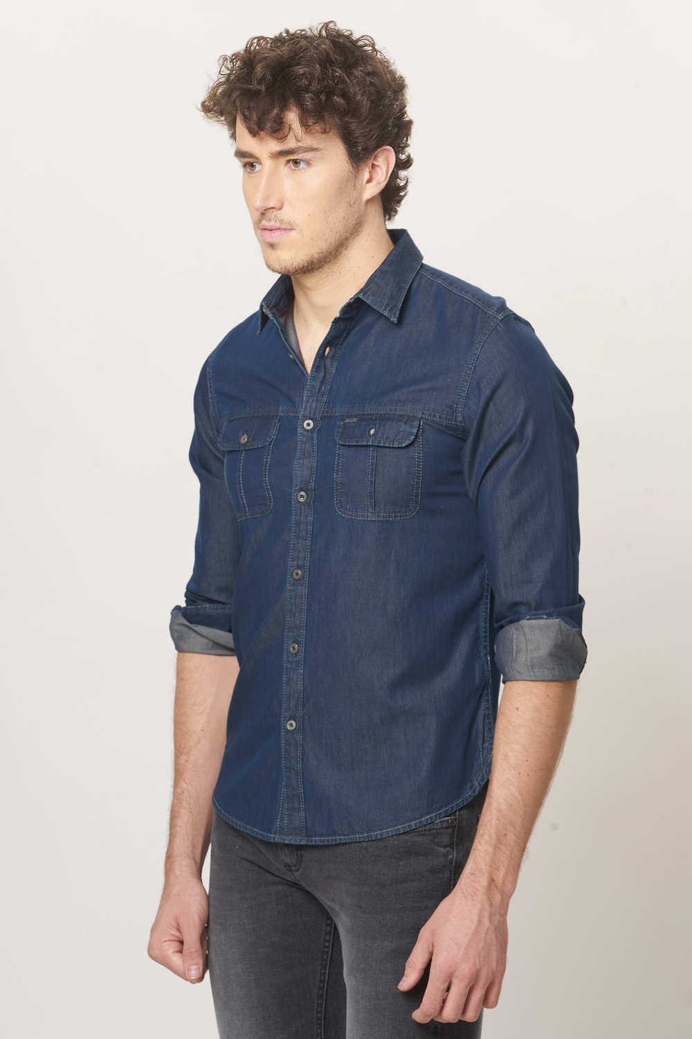 BASICS SLIM FIT DENIM SHIRT