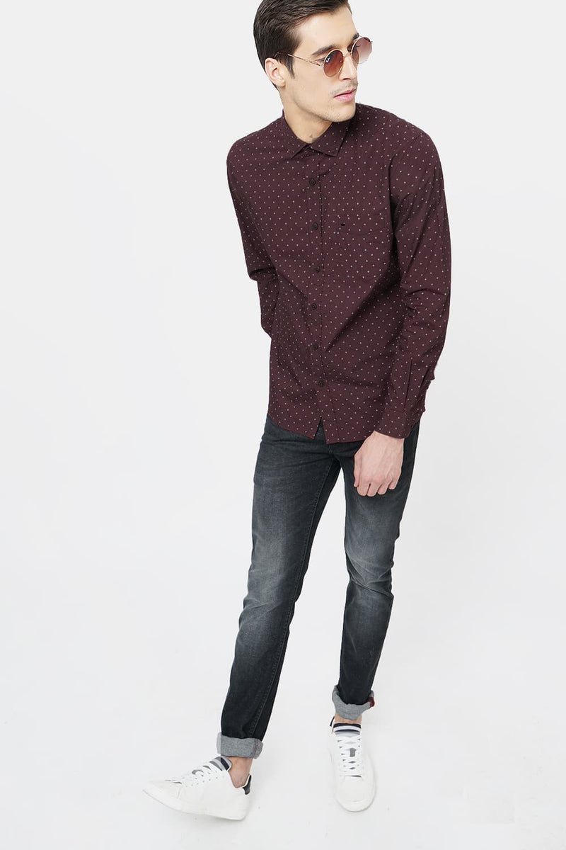 BASICS SLIM FIT PRINTED SHIRT