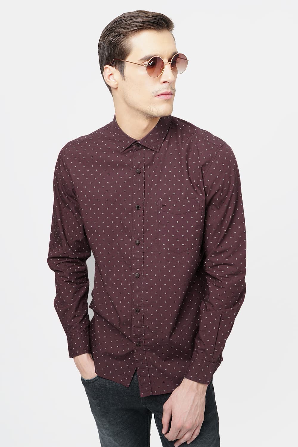 BASICS SLIM FIT PRINTED SHIRT