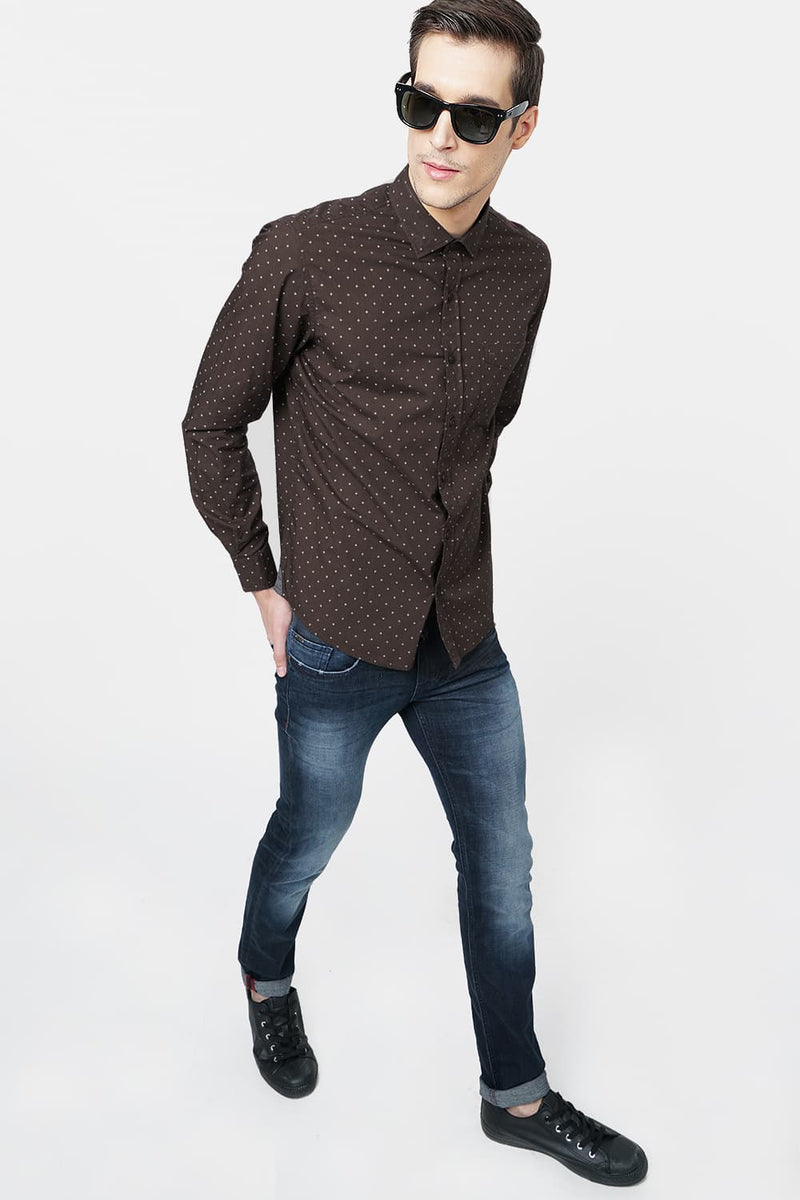 BASICS SLIM FIT PRINTED SHIRT