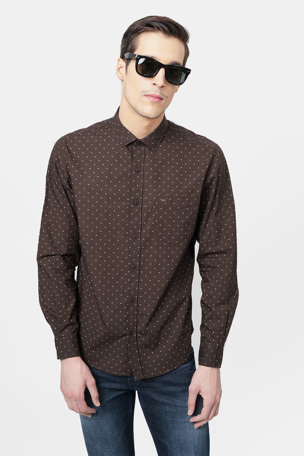 BASICS SLIM FIT PRINTED SHIRT