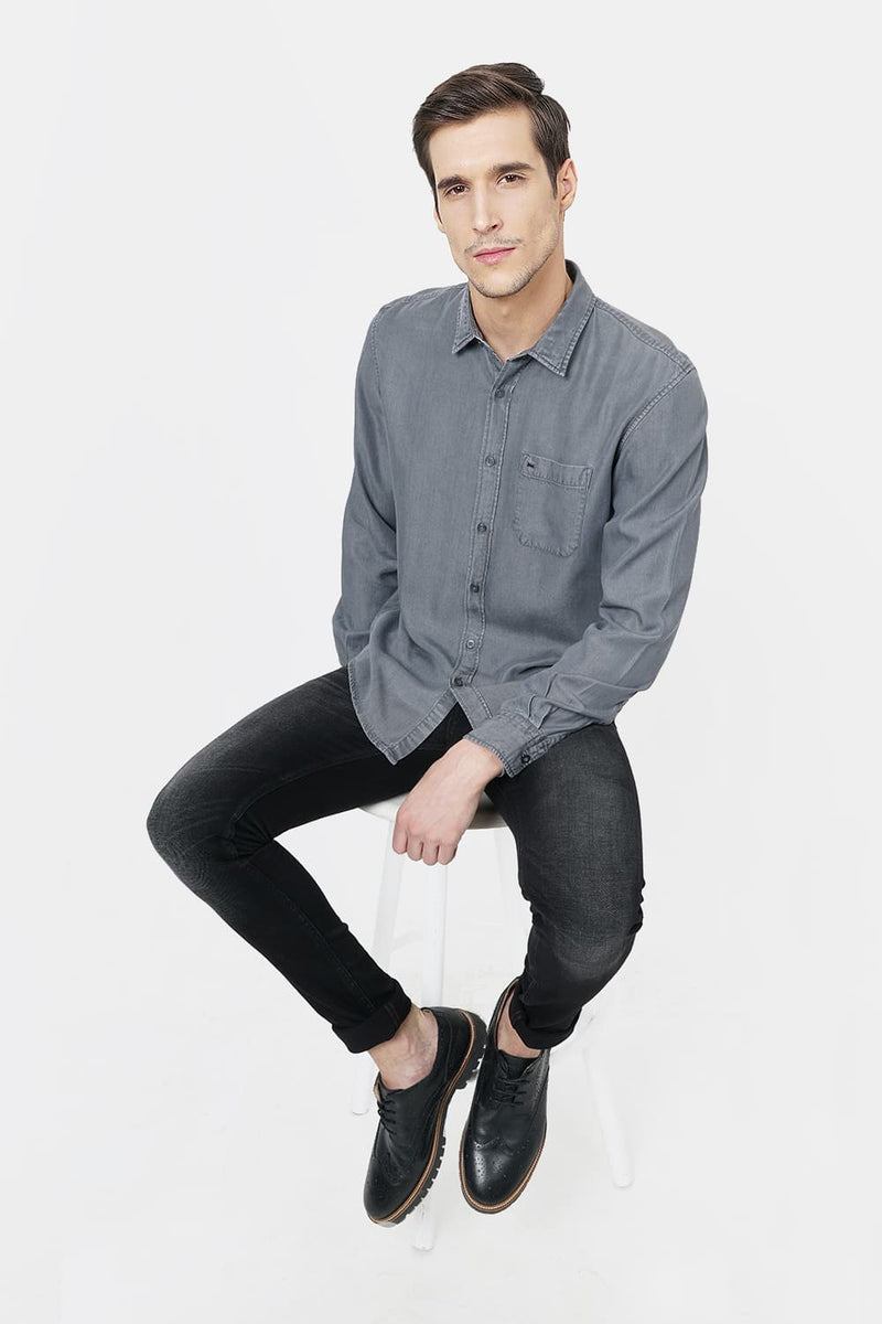 BASICS SLIM FIT TENCEL SHIRT