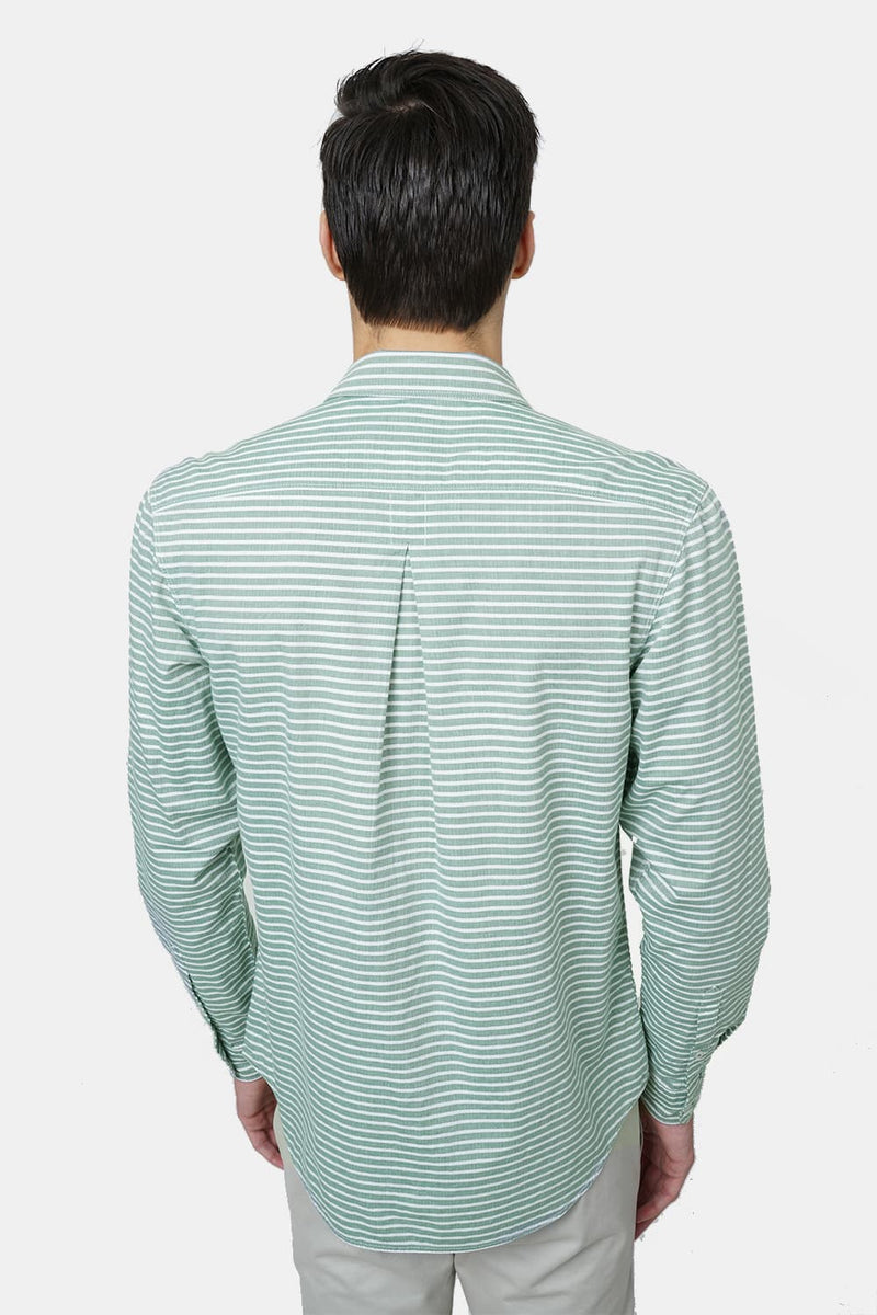 BASICS SLIM FIT WEFT STRIPES SHIRT