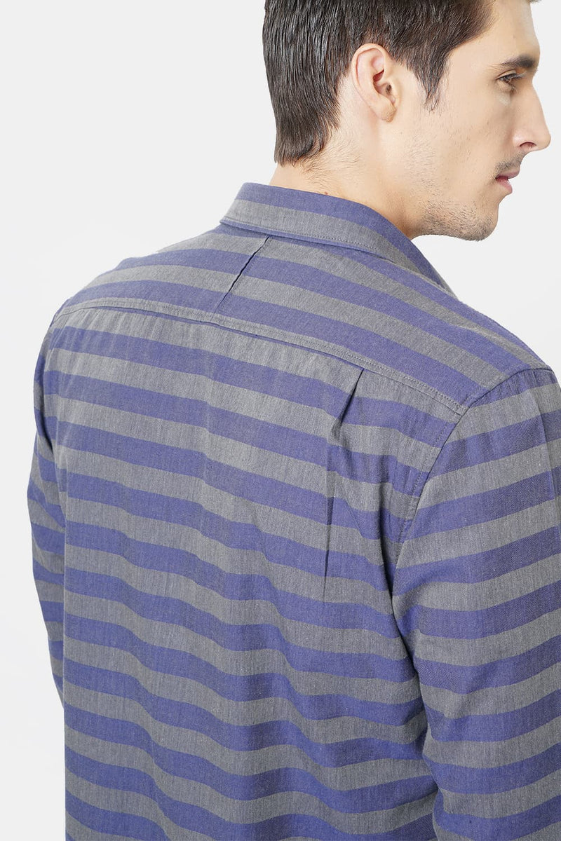 BASICS SLIM FIT WEFT STRIPES SHIRT