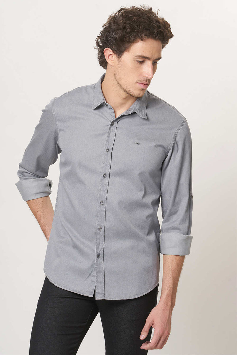 BASICS SLIM FIT TWILL SHIRT