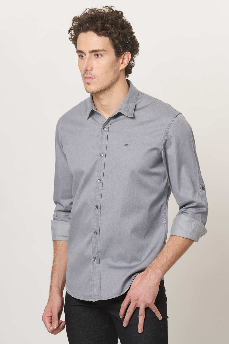 BASICS SLIM FIT TWILL SHIRT