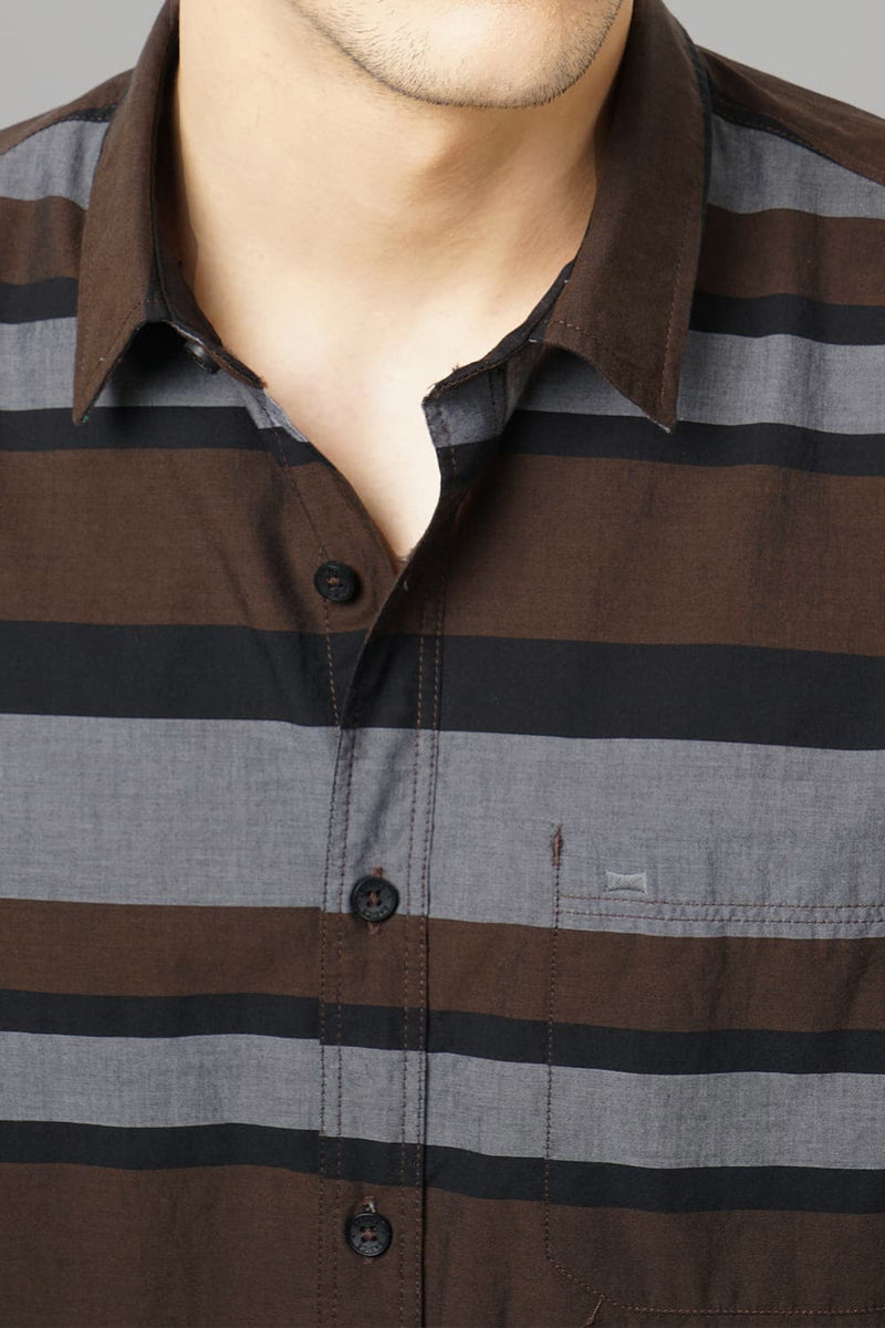 BASICS SLIM FIT WEFT STRIPES SHIRT