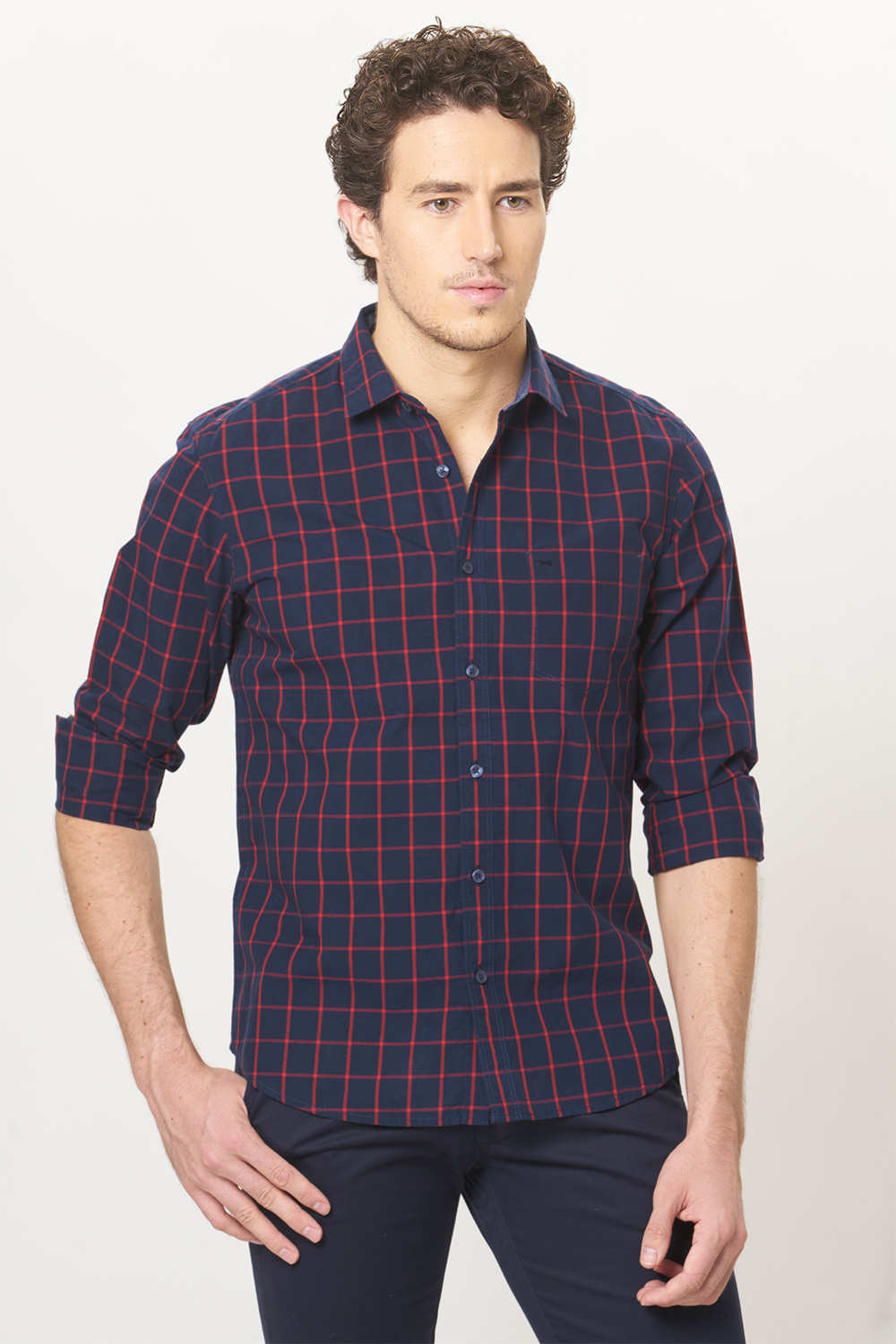 BASICS SLIM FIT CHECKS SHIRT