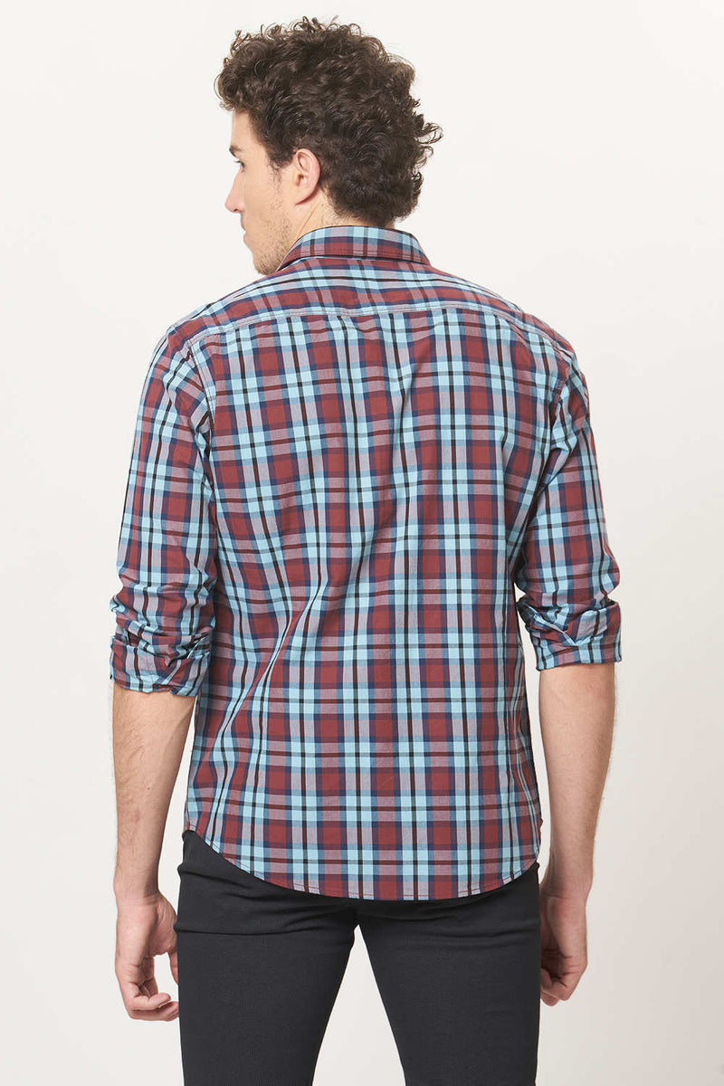 BASICS SLIM FIT CHECKS SHIRT