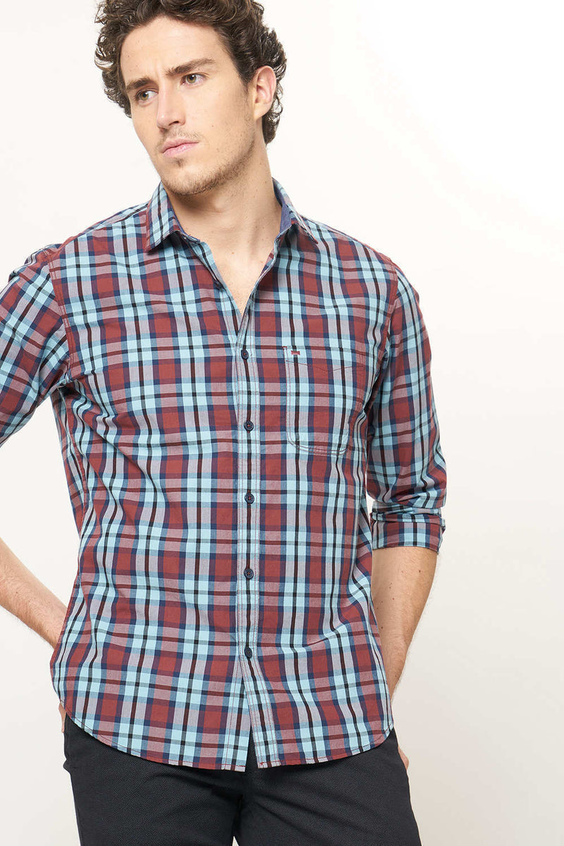 BASICS SLIM FIT CHECKS SHIRT