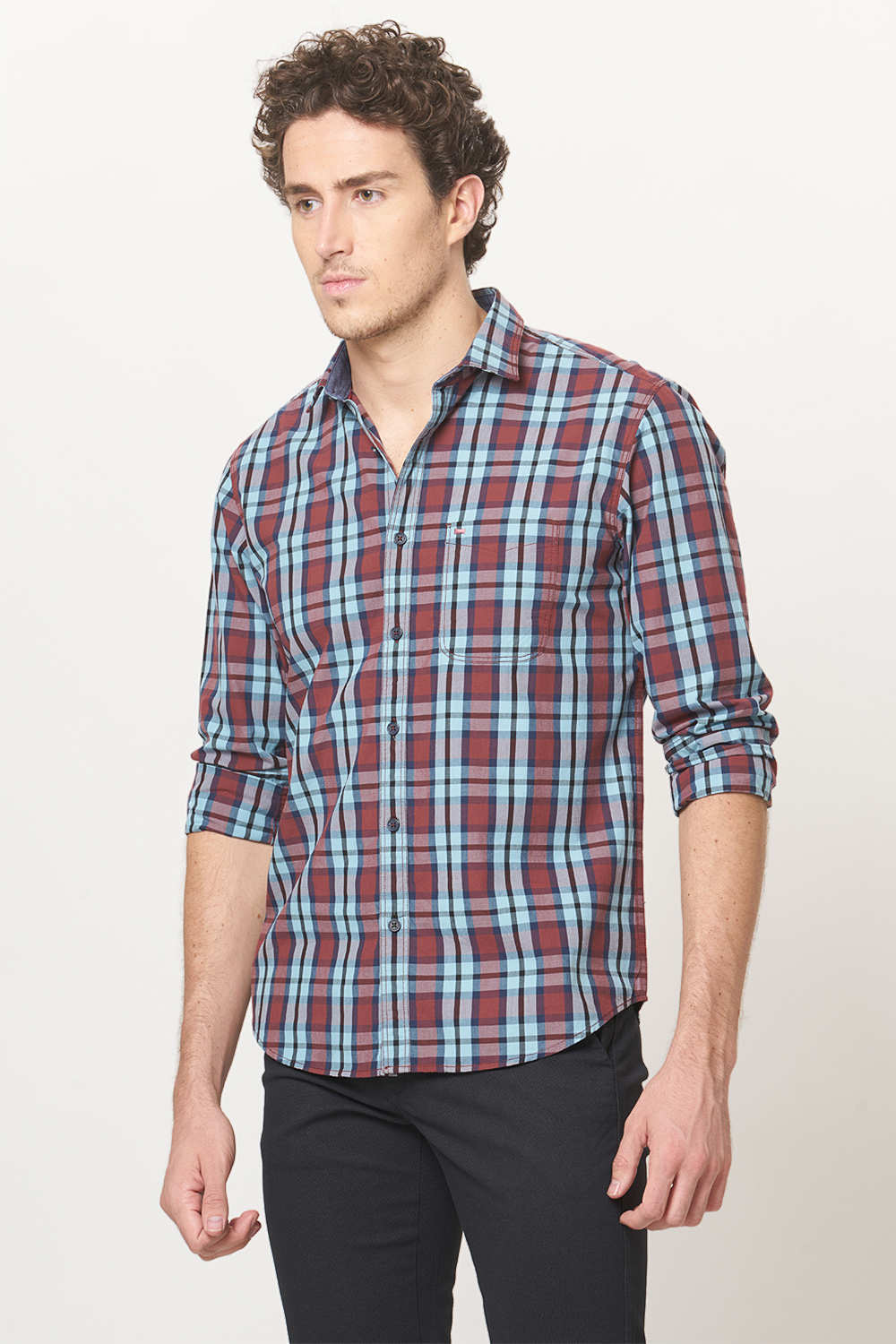 BASICS SLIM FIT CHECKS SHIRT